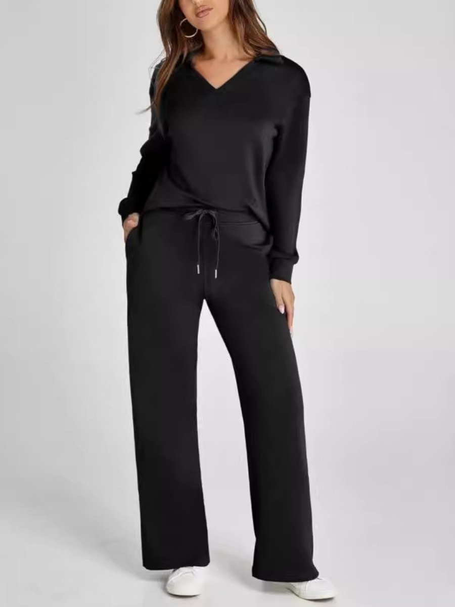 Lucía | Conjunto Cómodo de Punto con Pantalón Ancho