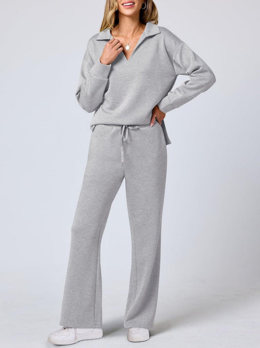 Lucía | Conjunto Cómodo de Punto con Pantalón Ancho