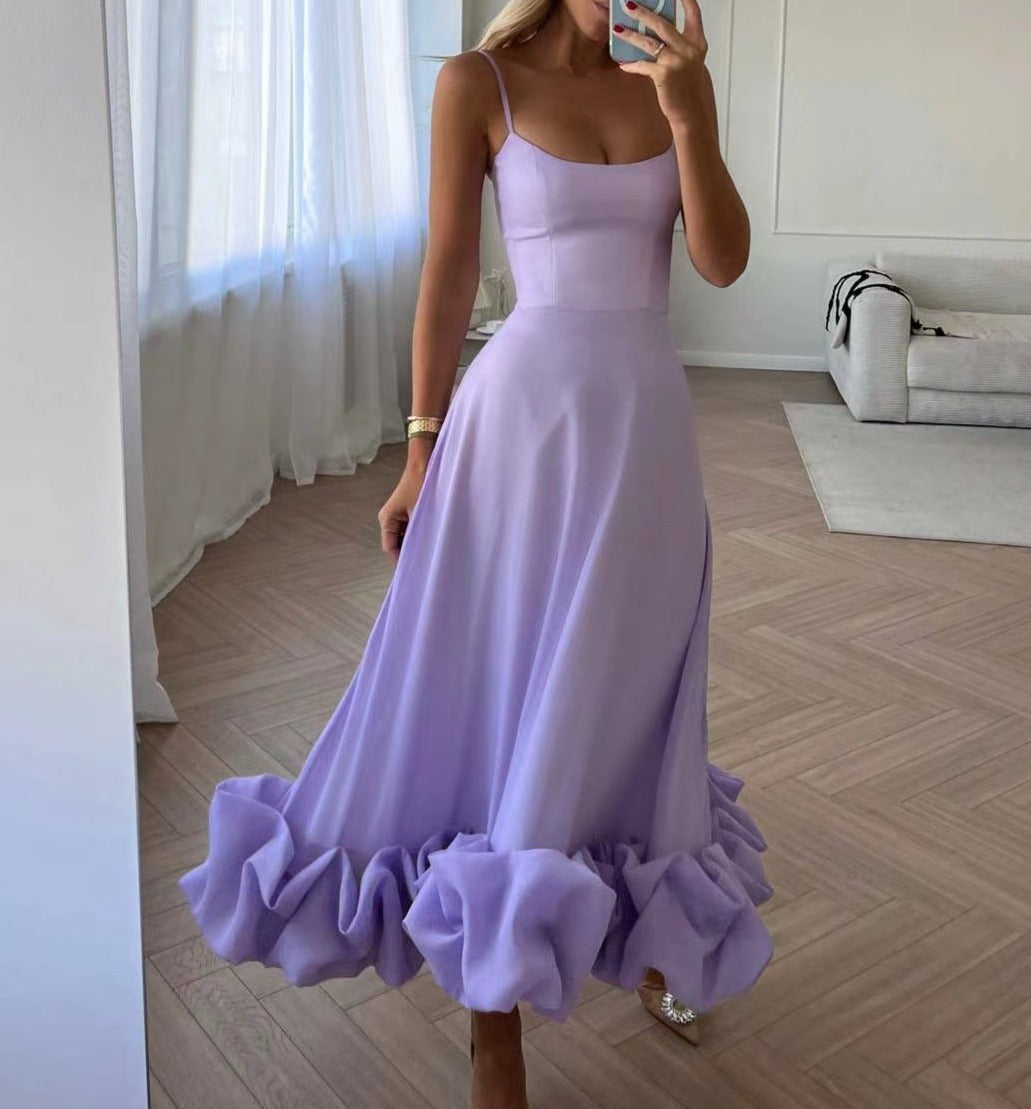 Alicia | Vestido de Tirantes con Volante en el Bajo
