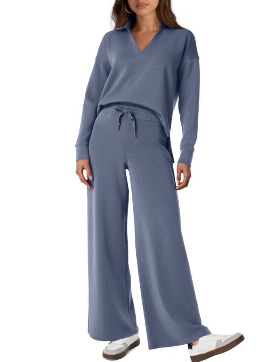Lucía | Conjunto Cómodo de Punto con Pantalón Ancho