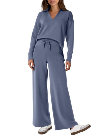 Lucía | Conjunto Cómodo de Punto con Pantalón Ancho
